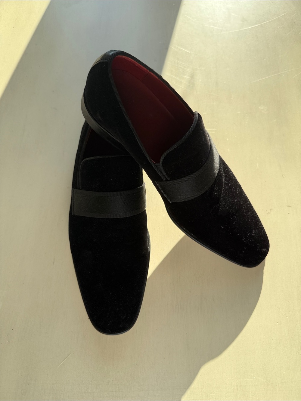 100% authentic Hugo Boss Men's Black Velvet tuxedo Slip-On Loafers